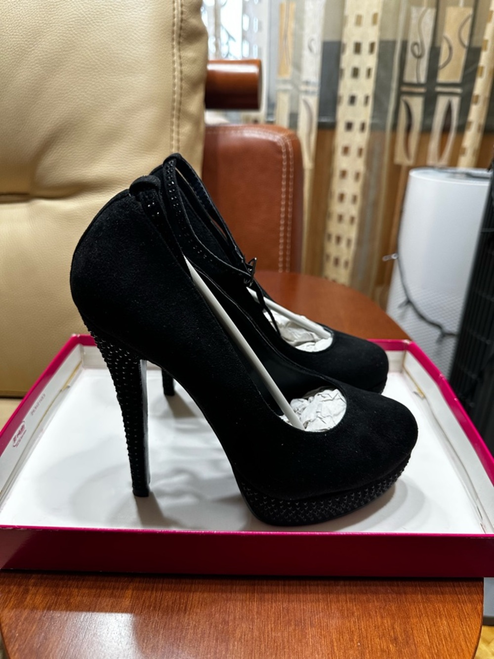 Black Suede Platform Stiletto Heels Size 6